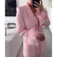 Pink Feather Blazer Set