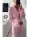 Pink Feather Blazer Set