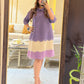 Colorblock Pearl Work Pleated Dress
