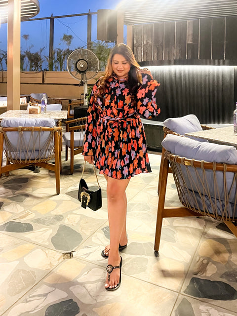 Summer Floral Pleated Dress