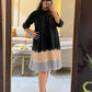 Colorblock Pearl Work Pleated Dress