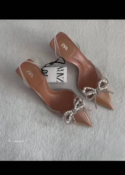 Zar pearl bow heels