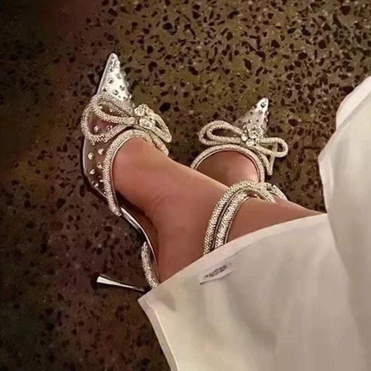 Bow studded heels