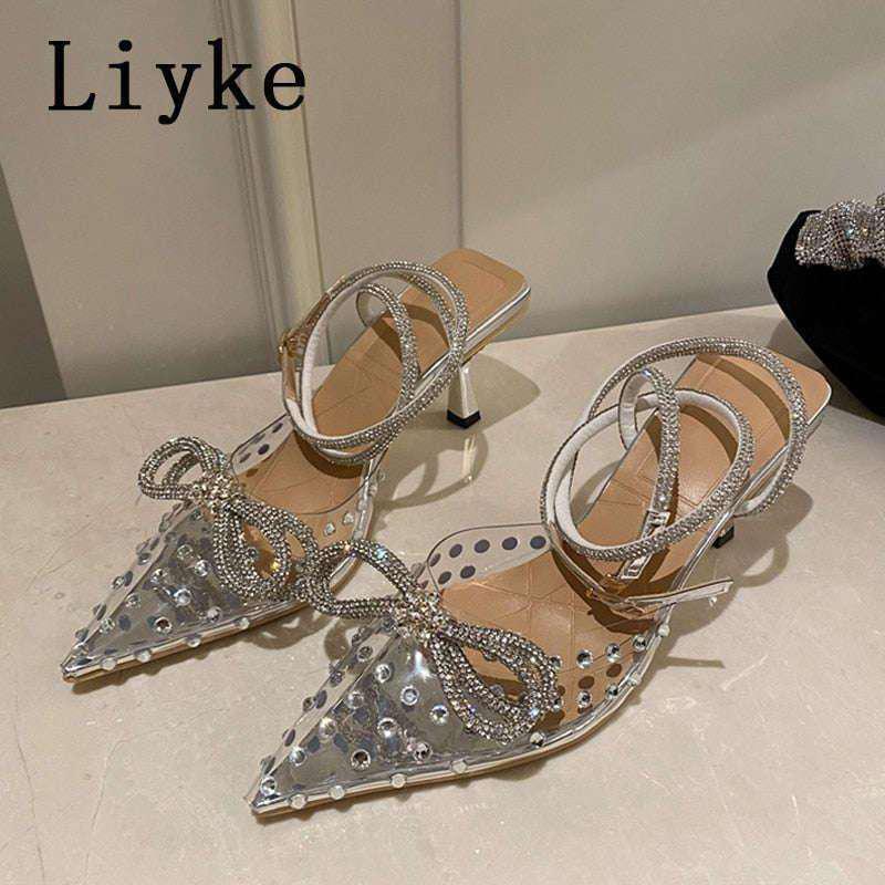 Bow studded heels
