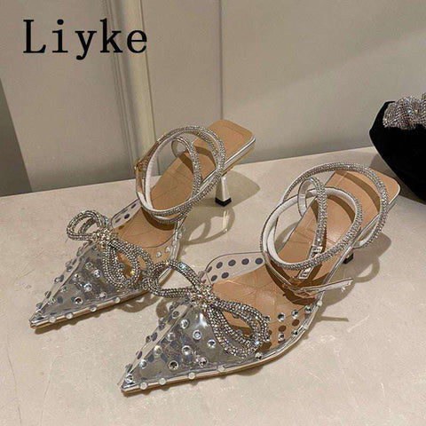 Bow studded heels