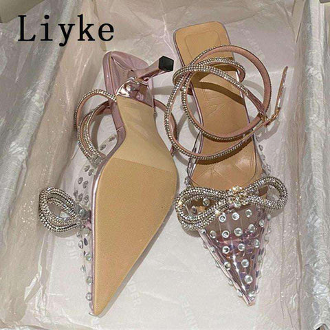 Bow studded heels