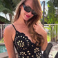 Maio Flower 2 Pc Swimsuit Set (Black)