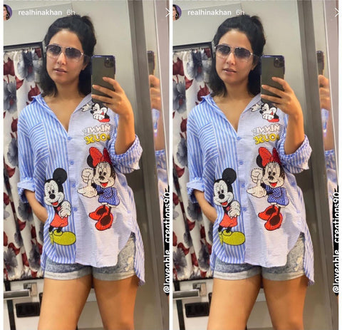 Micky Stripes Rhinestone Shirt
