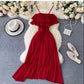 Pleated Ruffle Belt Dress