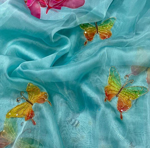 Pure Organza Handwork Sarees