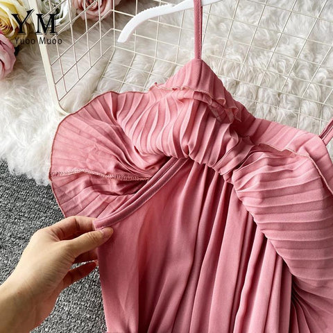 Pleated Ruffle Belt Dress