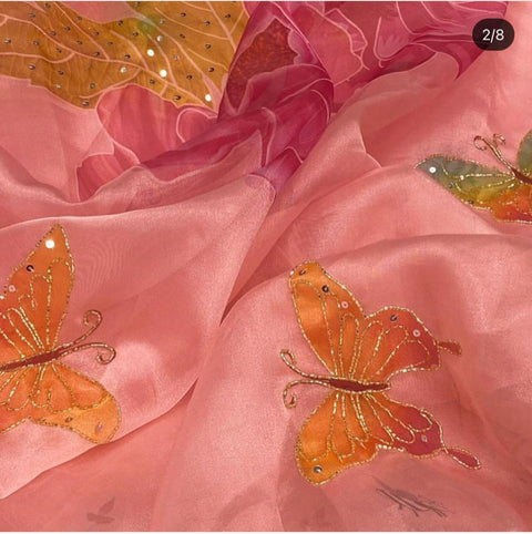 Pure Organza Handwork Sarees