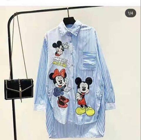 Micky Stripes Rhinestone Shirt