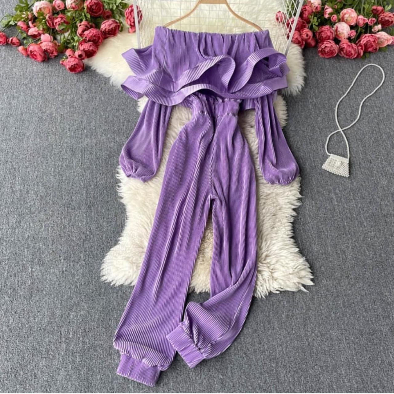 Off Shoulder Pleated Ruffle Jumpsuit