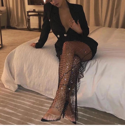 Rhinestone Mesh Pants