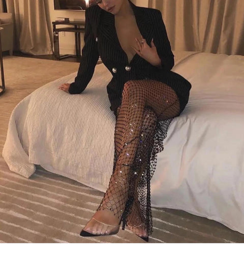 Rhinestone Mesh Pants