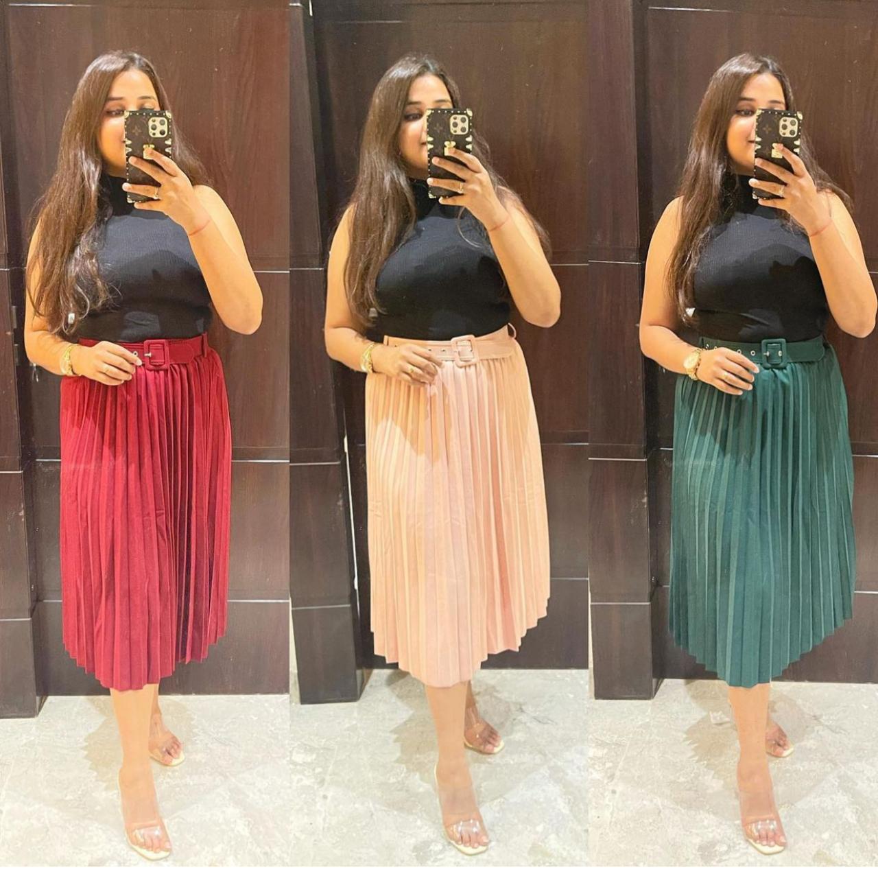 Pleated Skirt With Belt