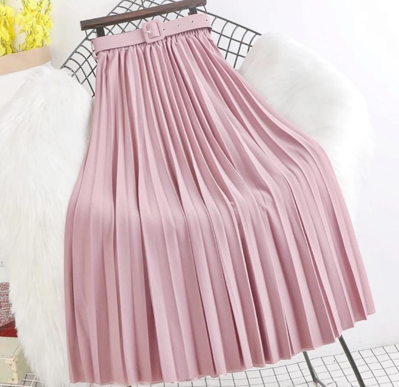 Pleated Skirt With Belt