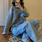 Denim Sequins Two Pc Set