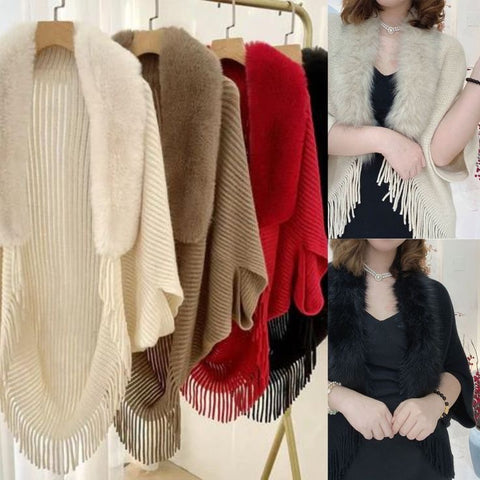 Luxury Faux Fur Collar Shawl