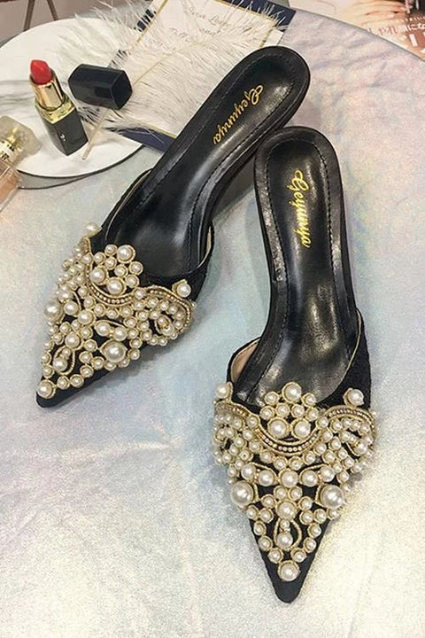 Embellished Pearl Heels
