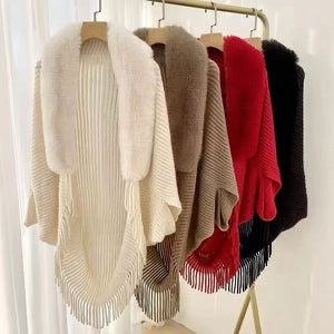 Luxury Faux Fur Collar Shawl