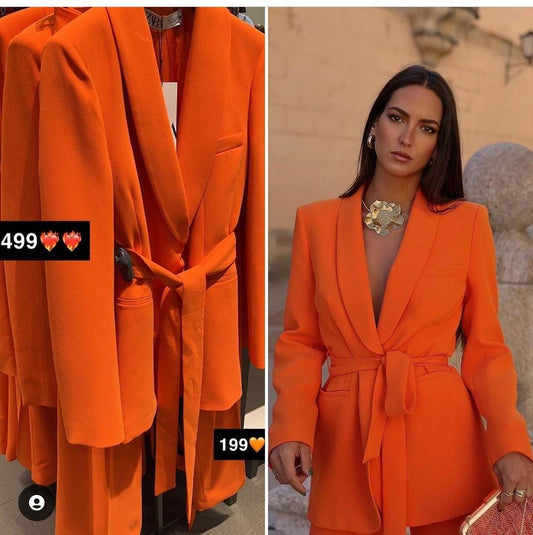 Orange Blazer Pant Set
