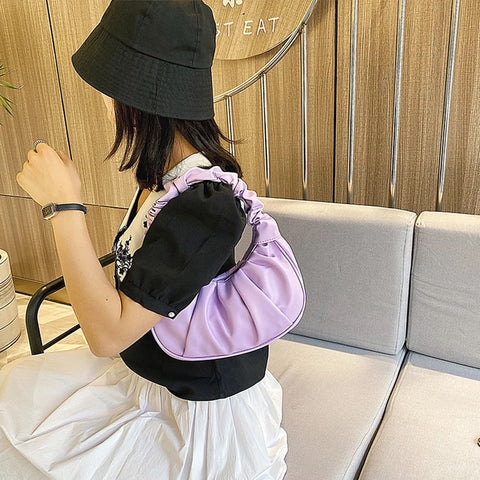 Pleated Leather Tote  Bag