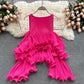 Tropical Draped Ruffle Top