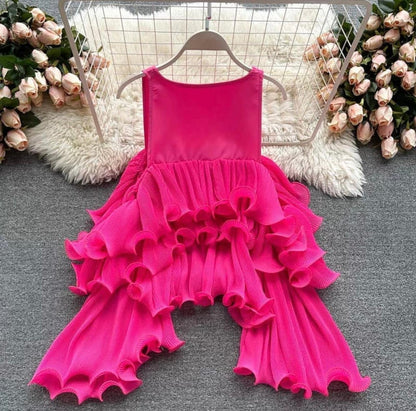 Tropical Draped Ruffle Top