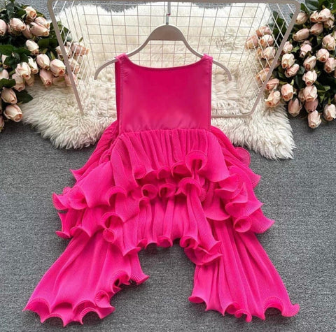 Tropical Draped Ruffle Top
