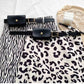 Zebra print bag belted skirt