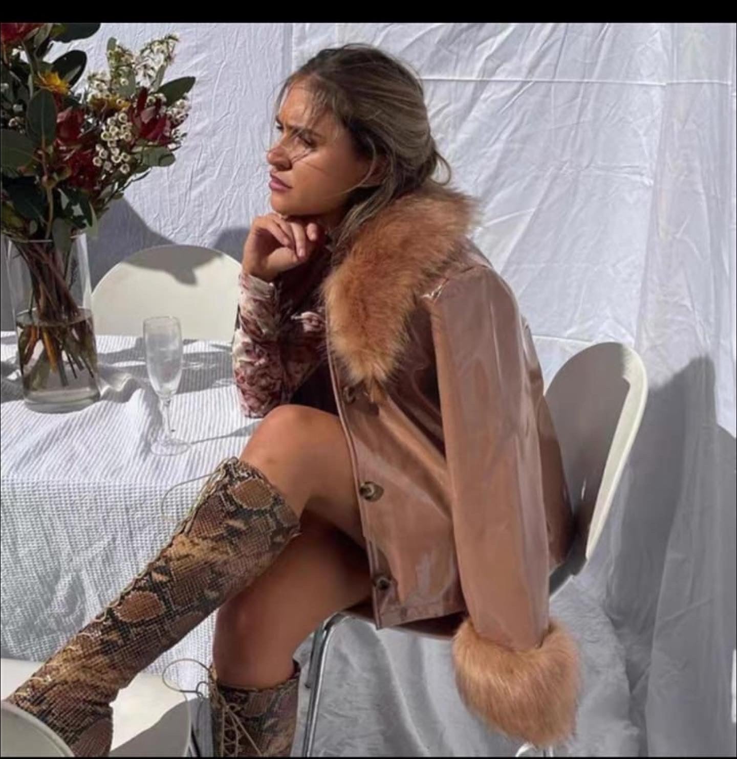 Chyla Leather Fur Jacket