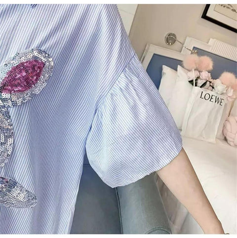 Bunny Sequins Shirt Dress