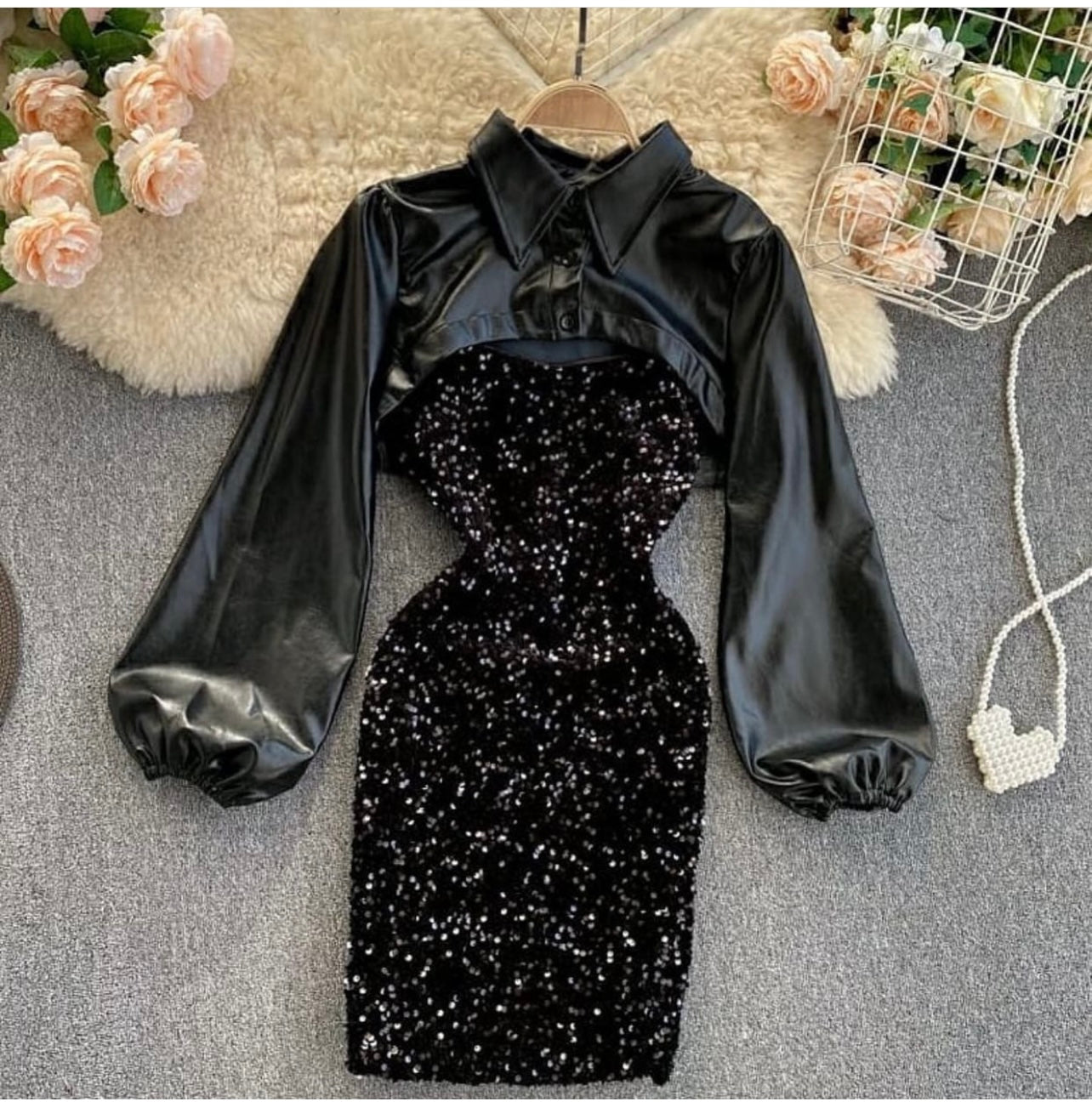 Sequins dress with jacket