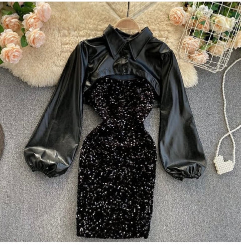 Sequins dress with jacket