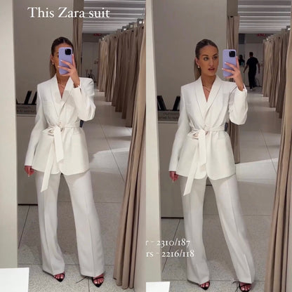White Blazer Pant Set