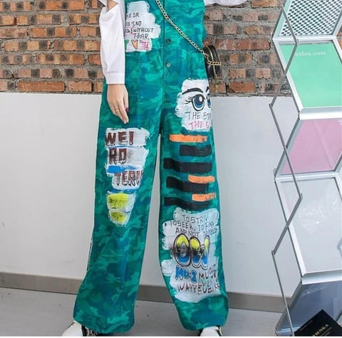 Camouflage Safari Style Overall Jumpsuit