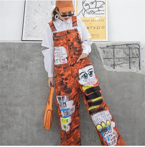 Camouflage Safari Style Overall Jumpsuit