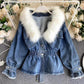 Warm Denim Fur Jacket
