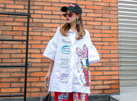 Donuld Duck Shirt Dress
