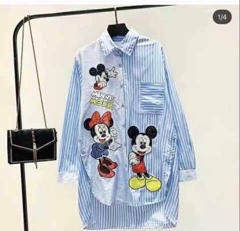 Micky Rhinestone Shirt Dress