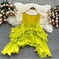 Tropical Draped Ruffle Top