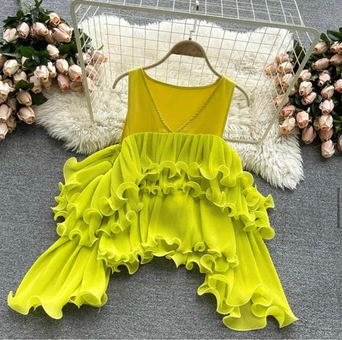 Tropical Draped Ruffle Top