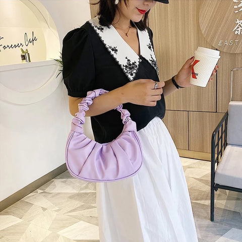 Pleated Leather Tote  Bag