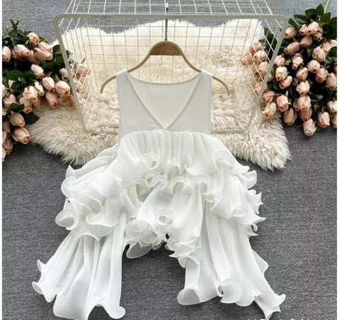 Tropical Draped Ruffle Top