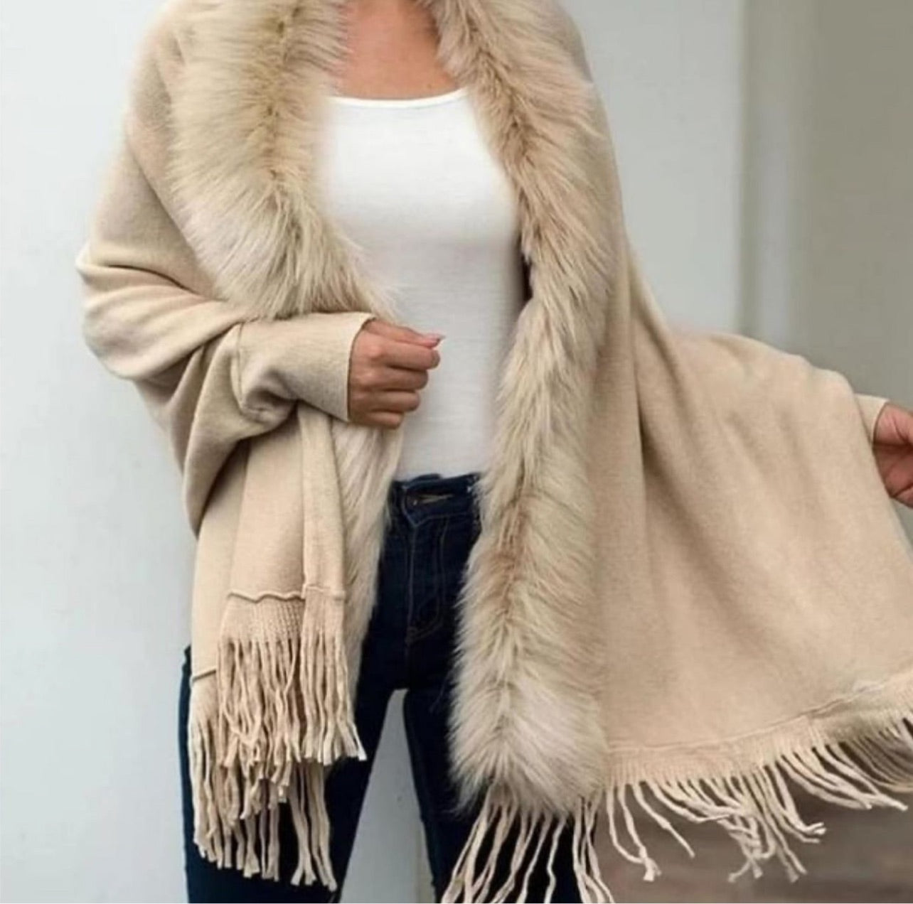 Faux fur shawl