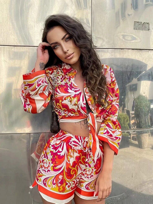 Flowy Printed Shorts Cords Set
