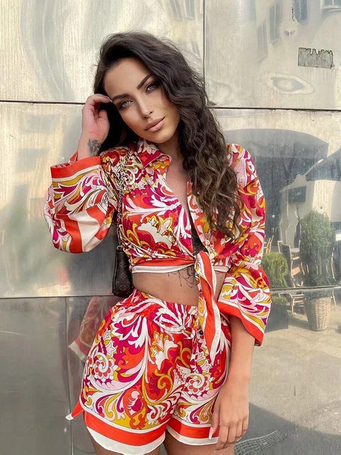 Flowy Printed Shorts Cords Set