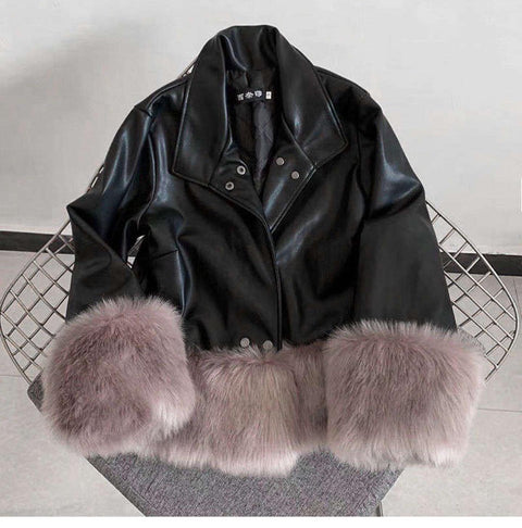 Statement Leather Fur Jacket
